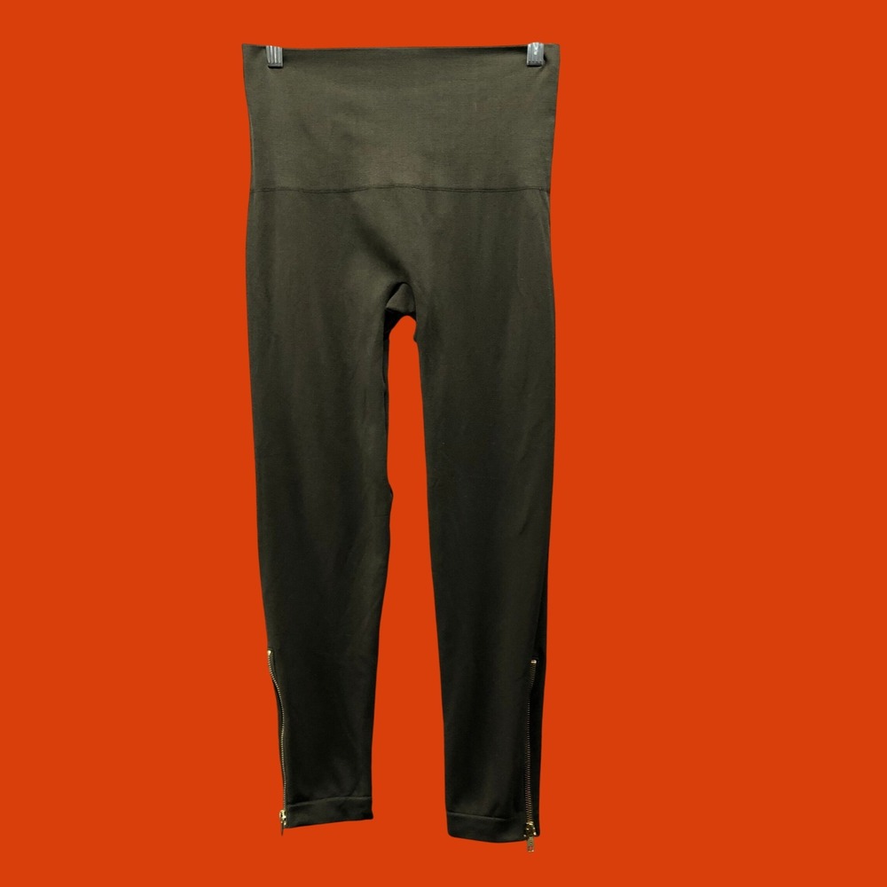 Spanx Olive Green Ankle Zip Shaping Leggings Tummy Control Size XL Seamless